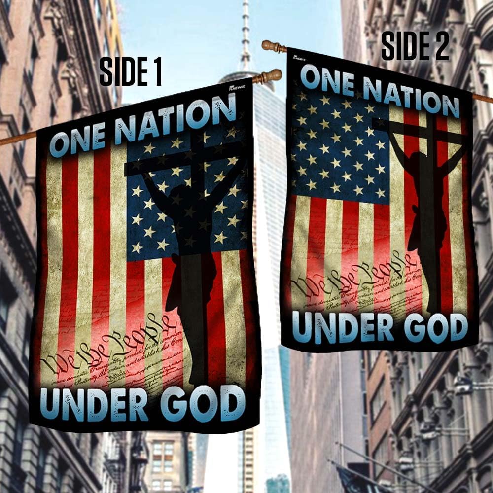 Flags-One Nation Under God Flag MLH944F, House Flag (29.5" x 39.5")-USA House Garden Flags Premium Polyester-Decorative Outdoor Flags