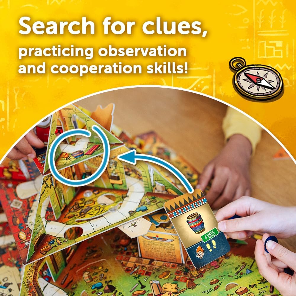 Trefl - Spy Guy Pyramid - Cooperative Observation Game, Spatial Board with Movable Elements, Family Board Game for Adults and Children Aged 6 and Older