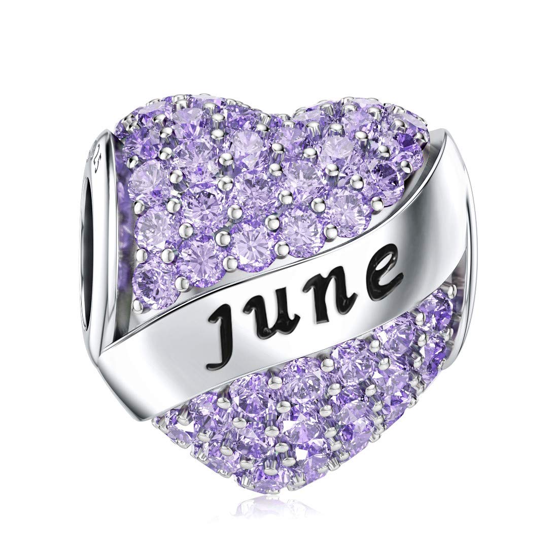 DALARANBirthstone Charms fit Pandora Charms Bracelet 925 Sterling Silver Heart Bead Charms