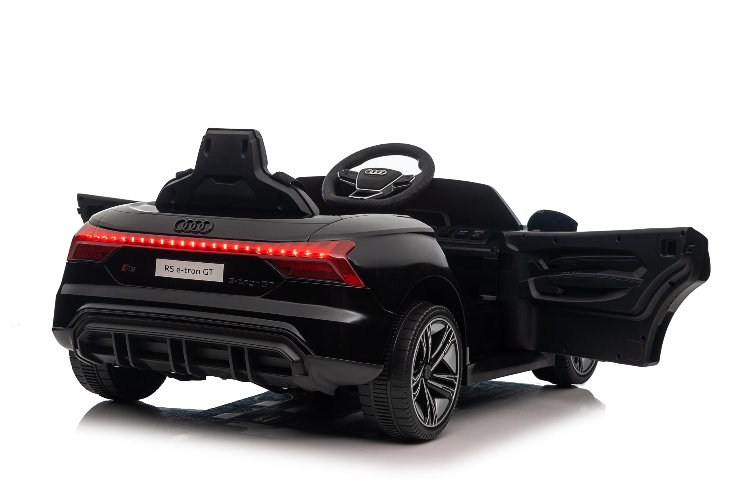 FINOOS Voiture électrique Enfants 12V A.UDI RS-Etron avec télécommande klaxon LED Musique Noir