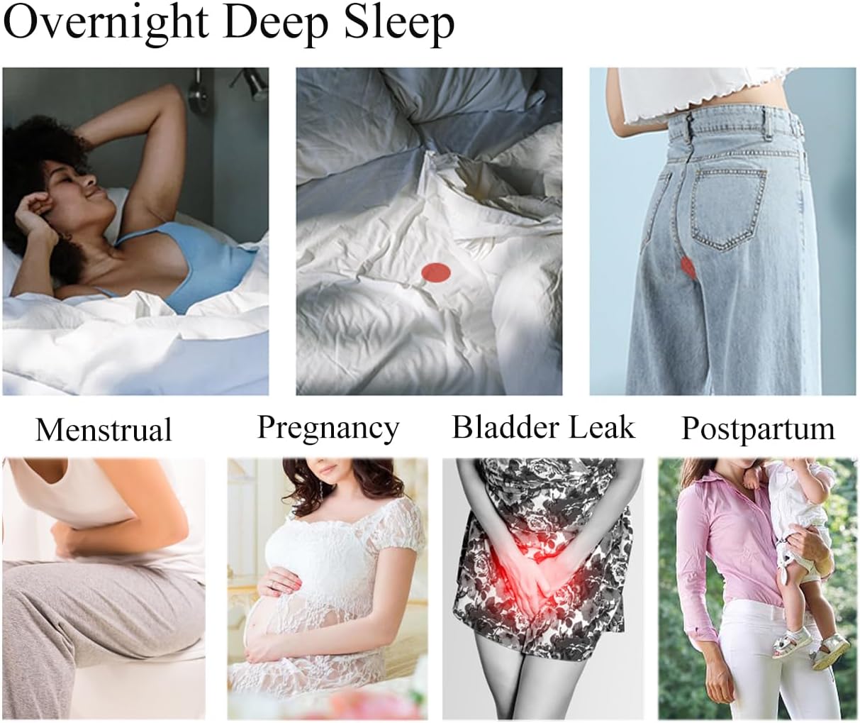 Period Cotton Underwear for Women Leakproof Incontinence Briefs Menstrual Absorbent Panty, Overnight Protection