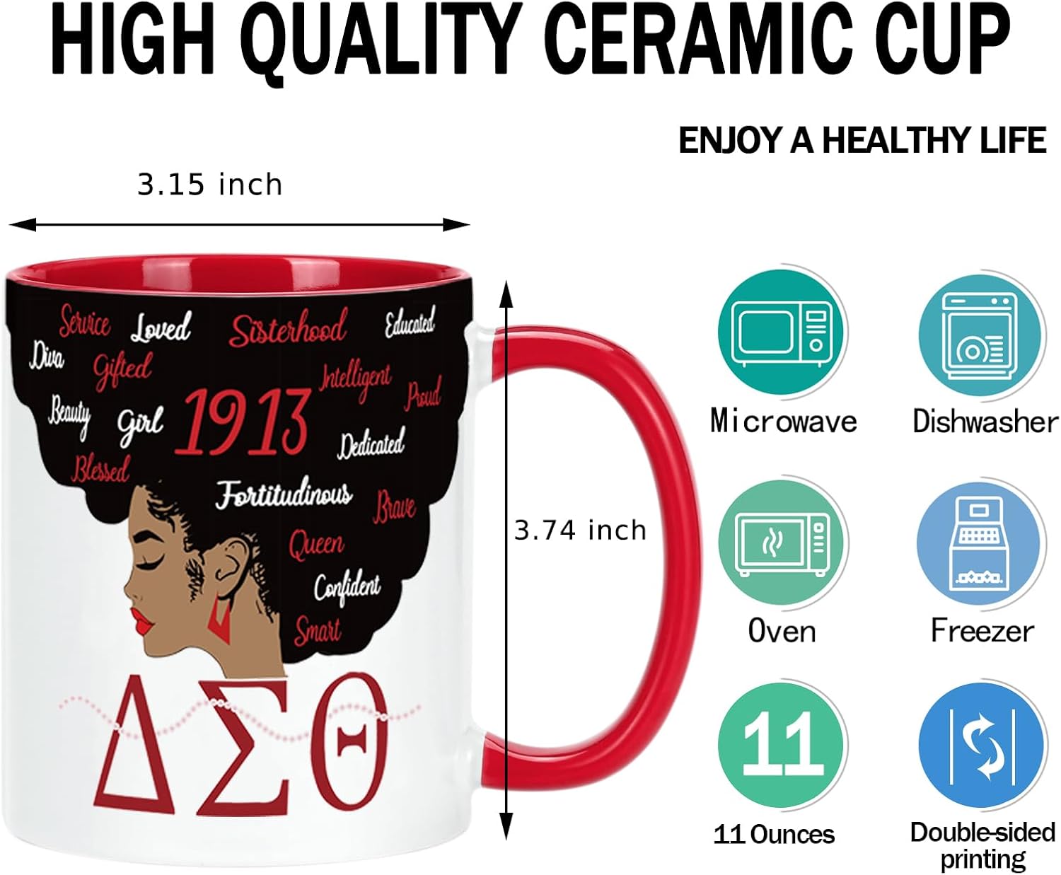 Toshiy Dst Sorority Gifts, Dst Mug, D S T Sorority Paraphernalia Mug, Delta Sorority Gifts for Women, 11 Ounce Red - Image 6