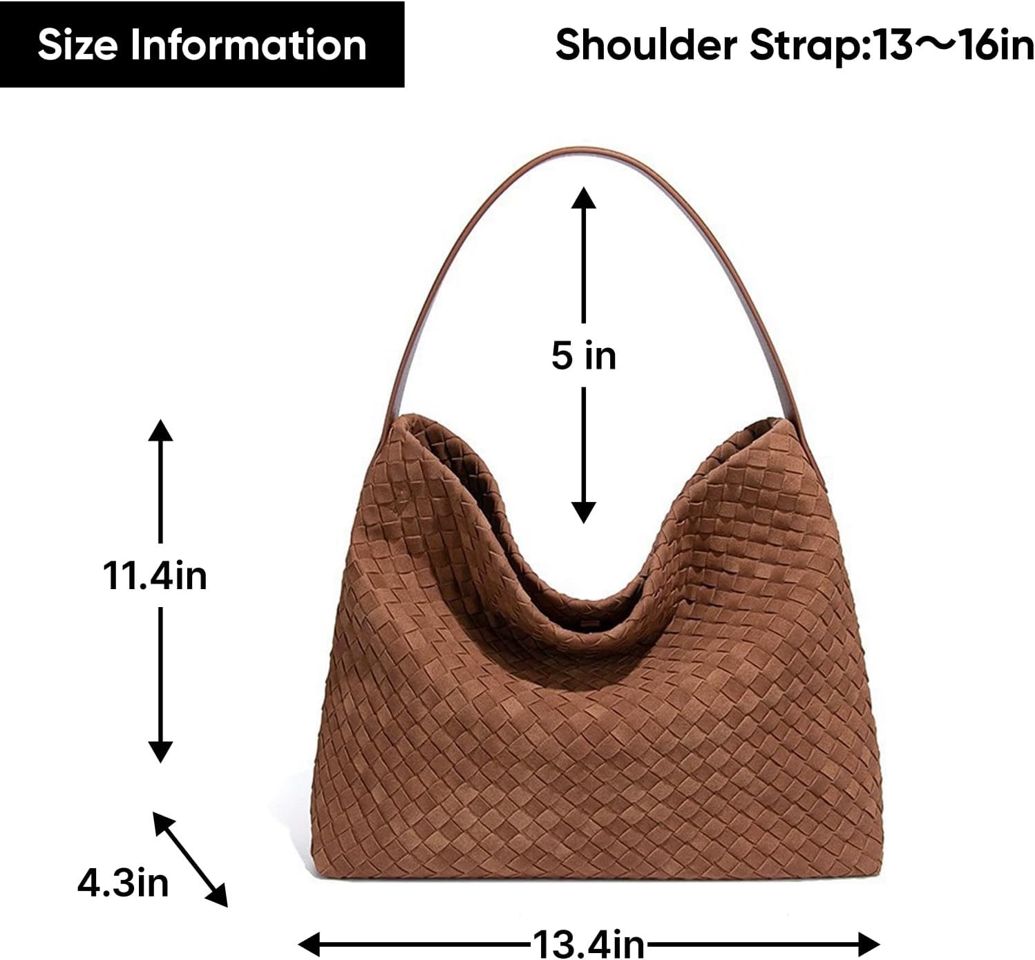 Women's Braided Leather Tote Bag Stylish Suede Hobo Shoulder Bag with Woven Details - Image 6