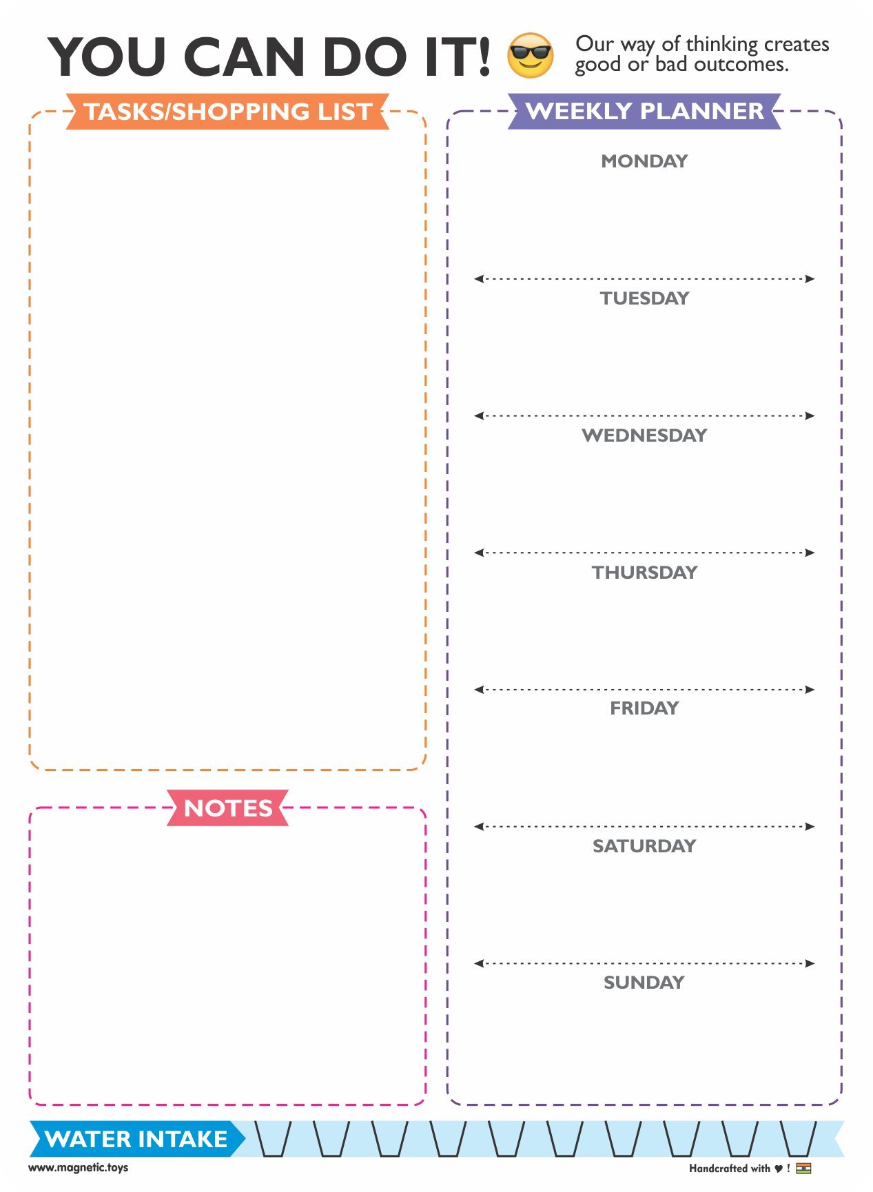 mfm toys fridge magnet write-erase a4 size notepads planners! (you can do it!)- Multi color