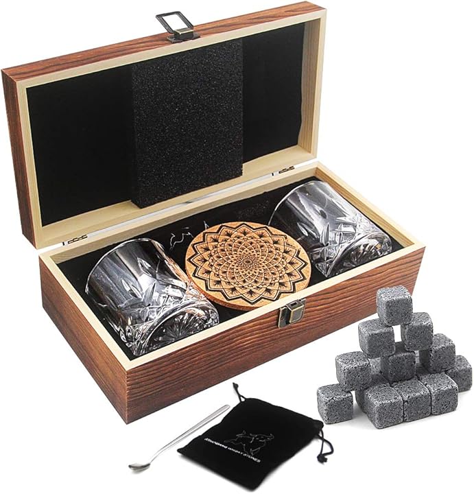 2 bicchieri da whiskey whisky stones set di regalo16 granito cubetti di ghiaccio
