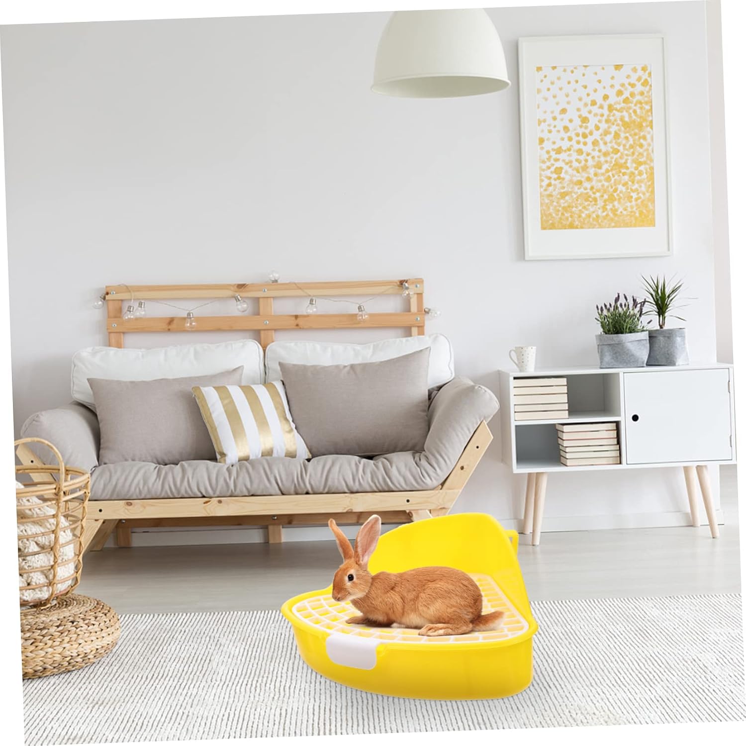 Toddmomy Pet Toilet Tray Box Rabbit Potty Training Triangle Bunny Toilet Litter Bedding Box