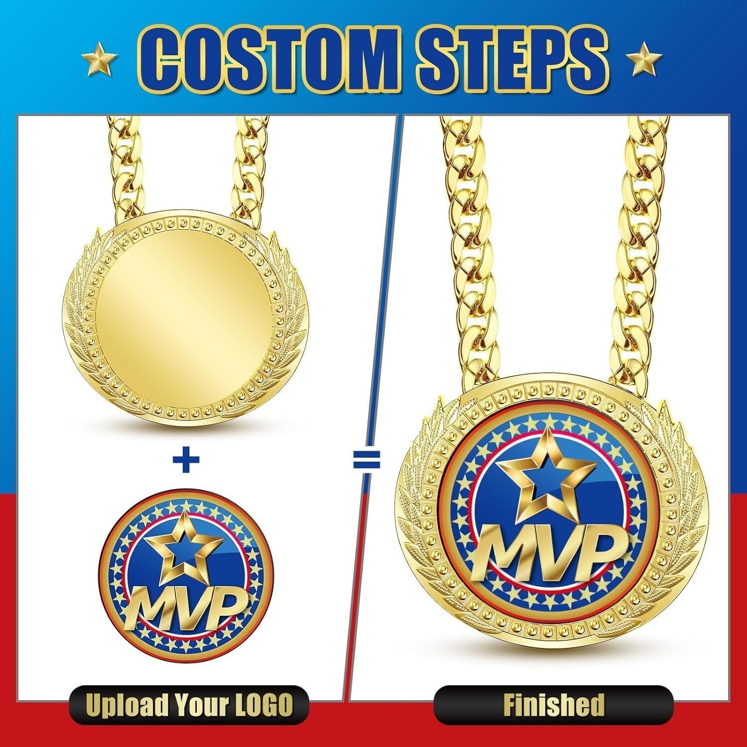 Greatest of All Time Turnover Chain - 6" Big Gold Awards Medal Goat Trophy Necklace Champion Chain for Football Fantasy Basketball Soccer Sports Achievements MVP Turnover Chain Athlete Prize Gifts
