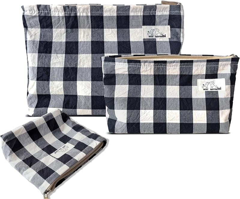 Conjunto HAPPYHEIDI com 3 nécessaires de tecido xadrez