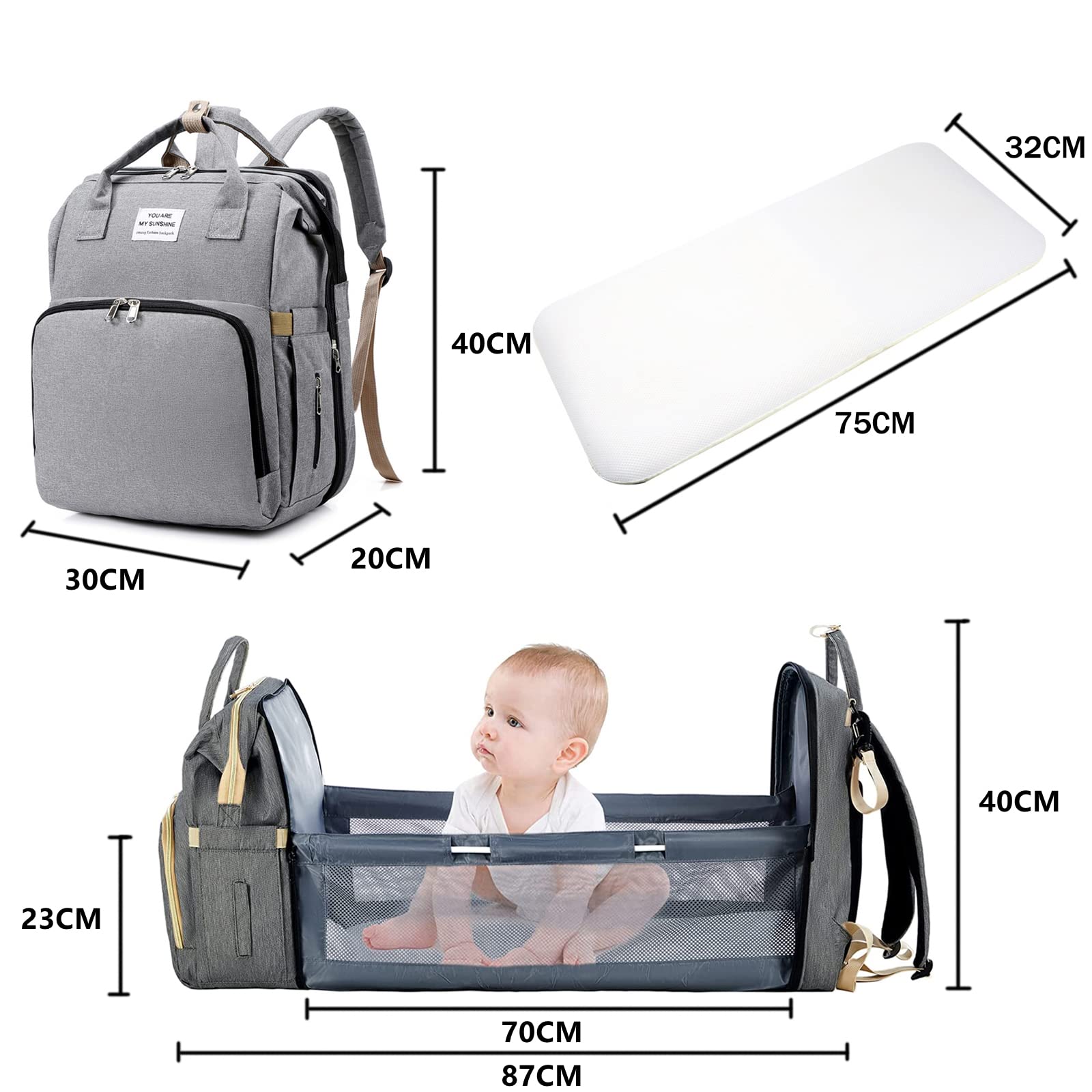 Baby Wickeltasche Rucksack,Diaper Backpack,Babytasche Reiserucksack mit Wickelauflage,Multifunktional Wasserabweisend Große Kapazität Wickelrucksack,Große, für Mama