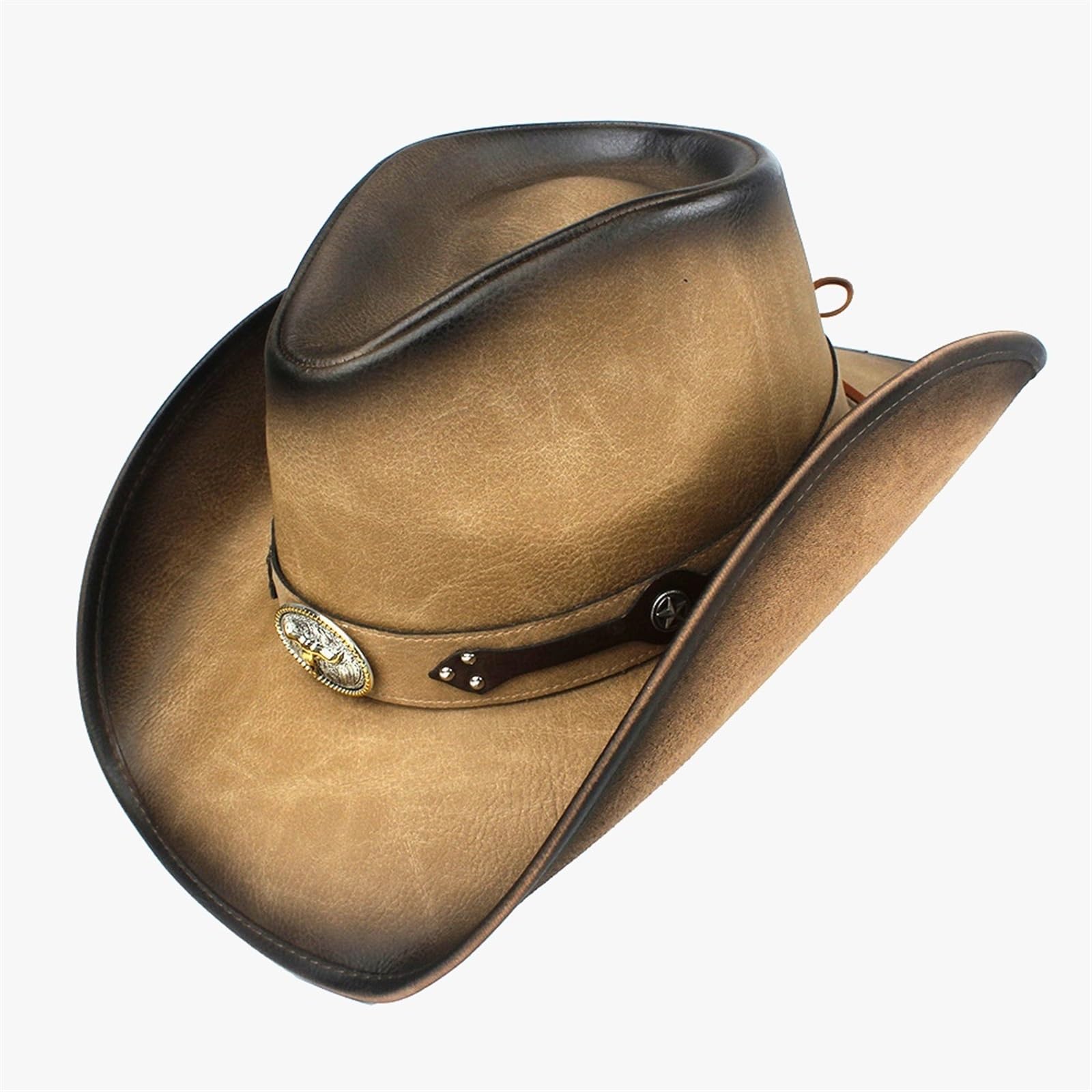 Sombrero Vaquero Hombre Sombrero de Vaquero Occidental Cuero for Hombre, Gorras Jazz for Caballero, Talla 58-59CM