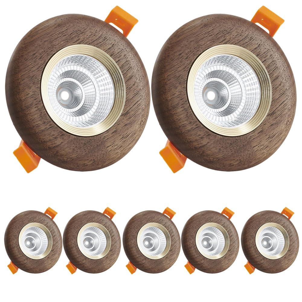 JKJZSALJ Led Recessed Lighting - 7W Led Recessed Lighting 3.9 Inch,4000K Neutral Ligh,Ultra-Thin Led Recessed Ceiling Light,Non-Dimmable Canless Wafer,Pack Of 7,Gold