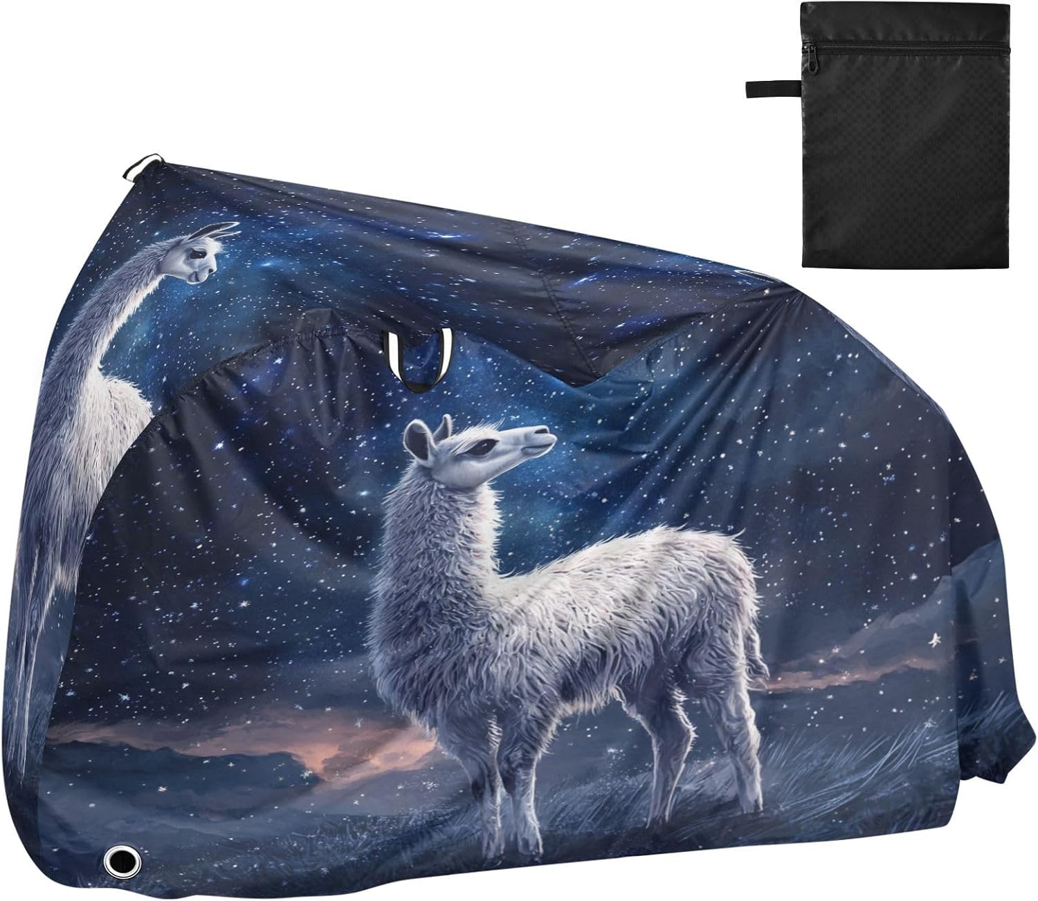ALAZA Llama Starry Night Sky Bike Cover Waterproof Outdoor Ebike Bicycle Covers Tarp Protection for 1/2 Bikes, Sun UV Dust Wind Proof