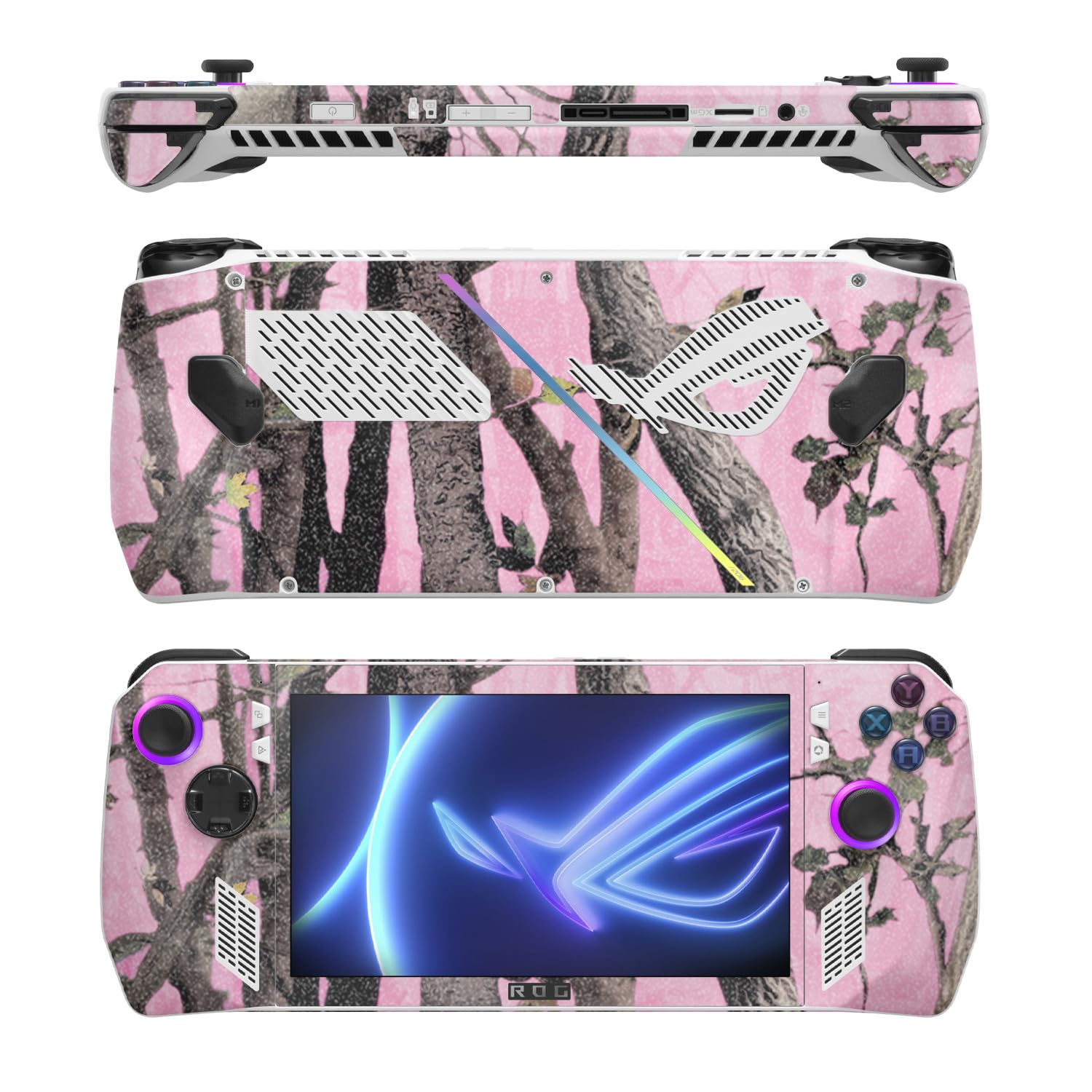 MightySkins Glossy Glitter Skin Compatible with Asus ROG Ally - Pink Tree Camo | Protective, Durable High-Gloss Glitter Finish | Easy to Apply