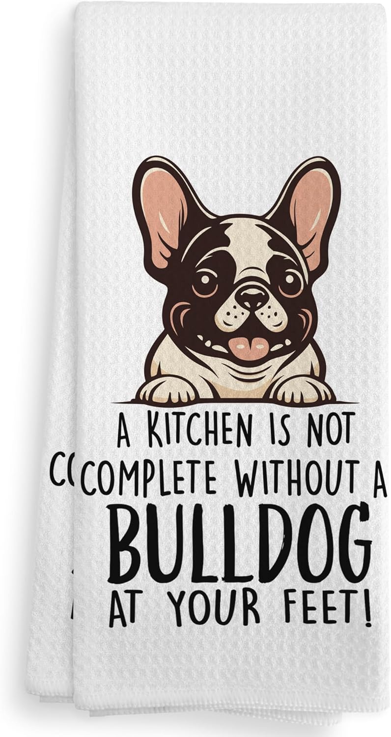 NOQL Bulldog Kitchen Towels and Dishcloths, Bulldog Gifts