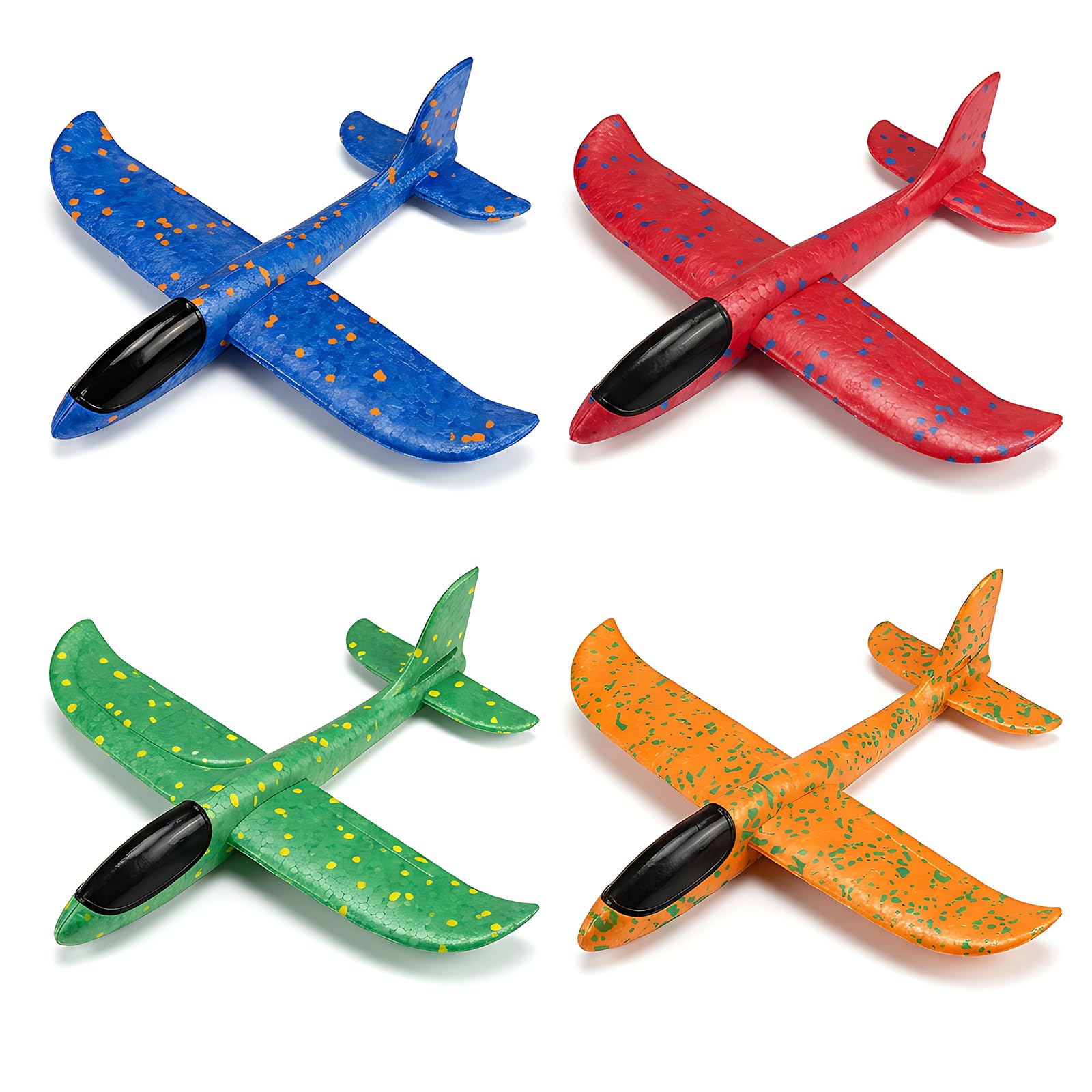 TUBAWD 4PCS Foam Plane, Foam Aeroplane, Gifts for Foam Gliders for Backyard and Park, for Airplane Enthusiasts and Outdoor Sports