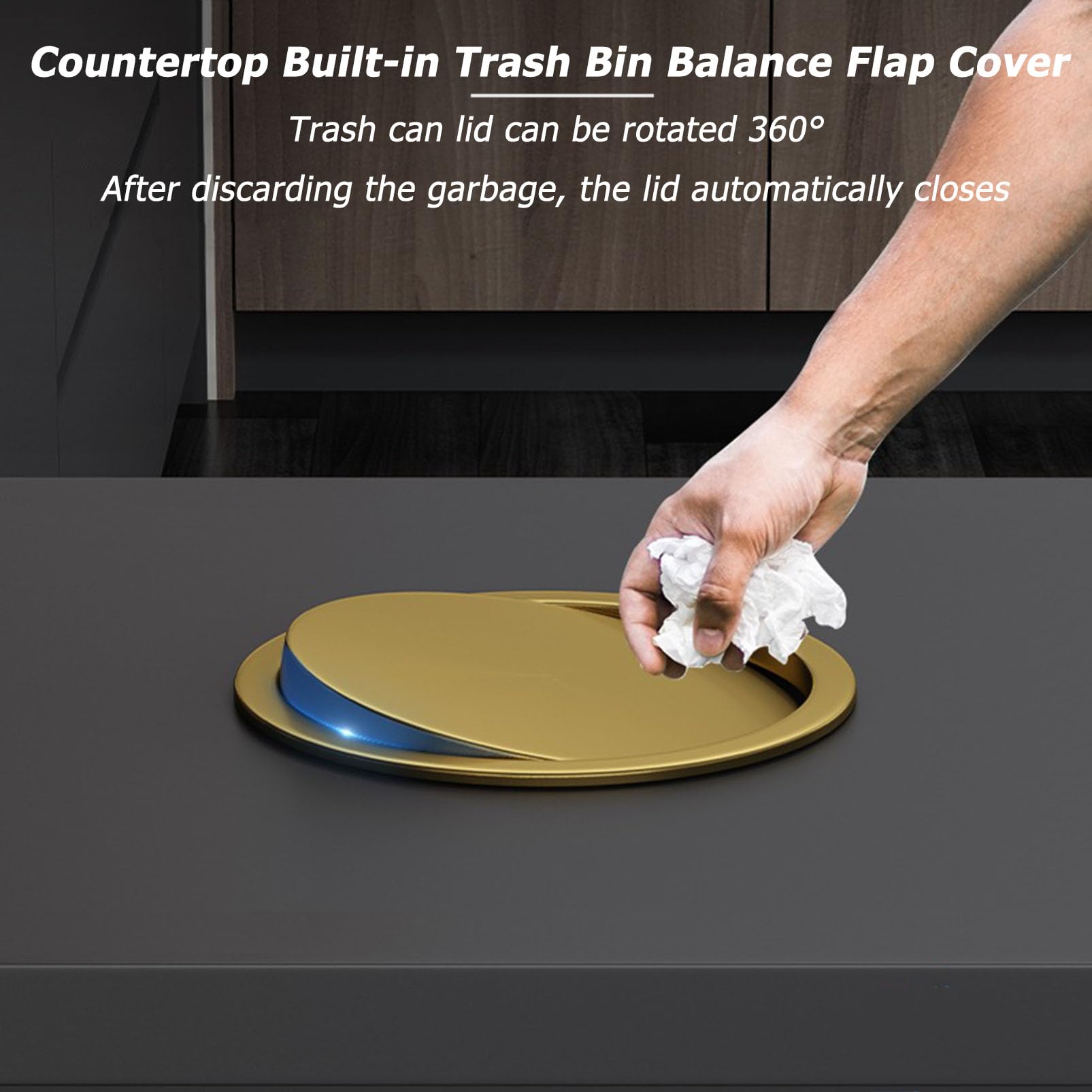 Genérico Papelera empotrable con Tapa, contenedor de Reciclaje de Acero Inoxidable para encimera de Cocina, Oficina o Dormitorio.