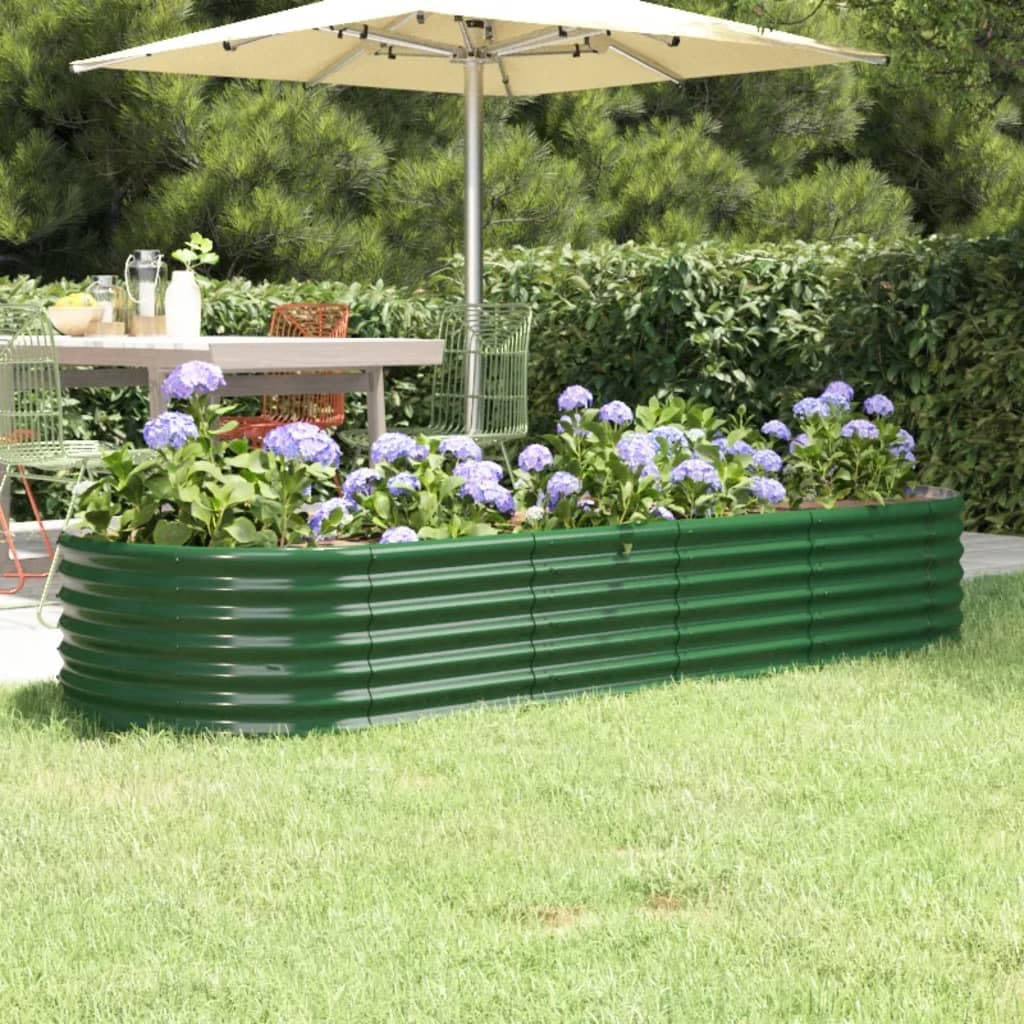Brokky Jardineras Exterior Grandes de Acero Galvanizado para Plantas, Flores, Terraza, Resistente a la Intemperie-Verde-224 x 80 x 36 cm