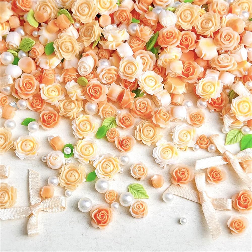 No.128　ネイルパーツ　リボン　バラ　フラワー　パール　27個+18個　デコ Amazon.co.jp: ネイルパーツ 花 リボン ネイルアート デコパーツ