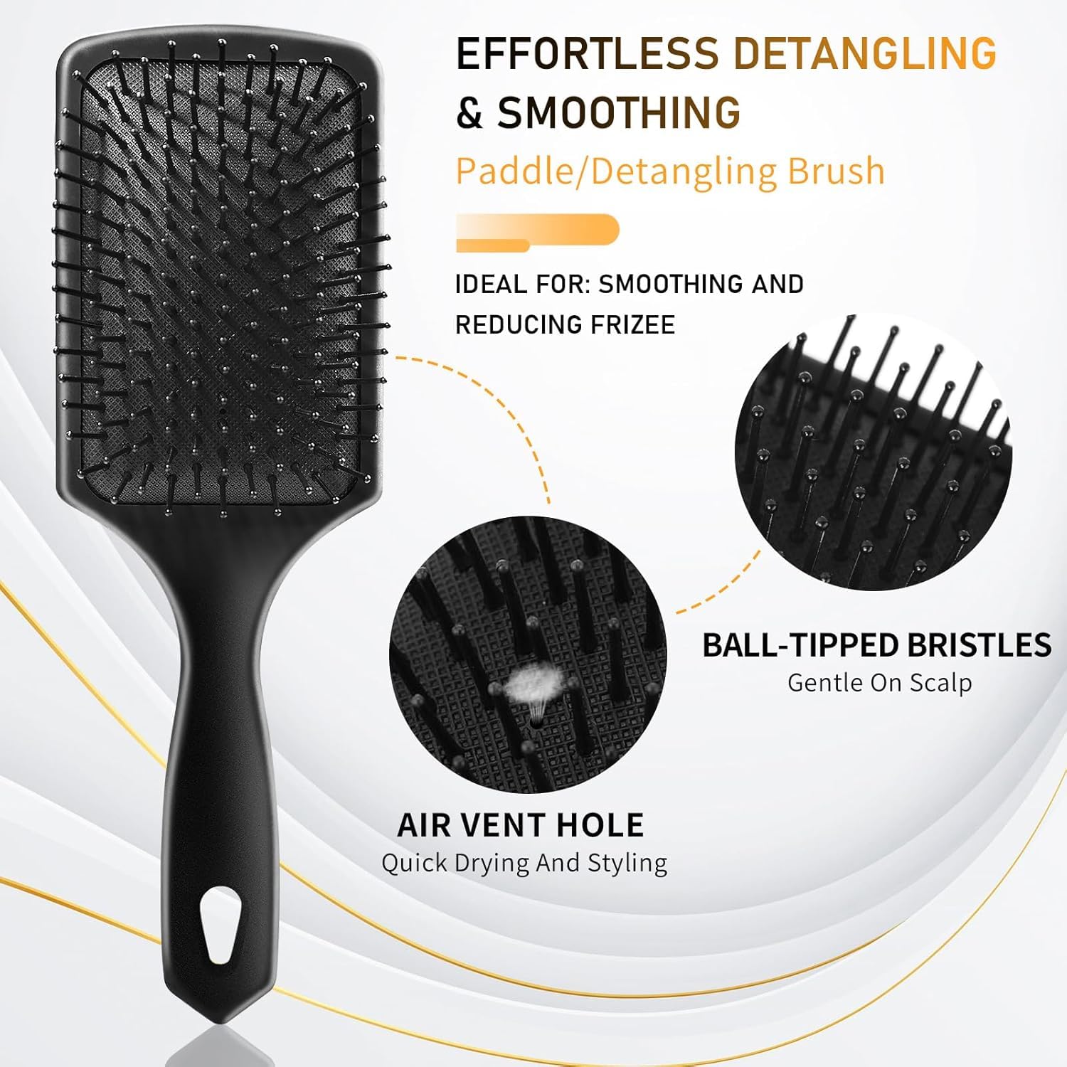 VIZARO Hair Brush for Women and Men, 5Pcs Paddle Brush Detangling Brush Hair Comb Set for Long Thick Thin Curly Hair, Hairbrush Great On Wet or Dry, No More Tangle