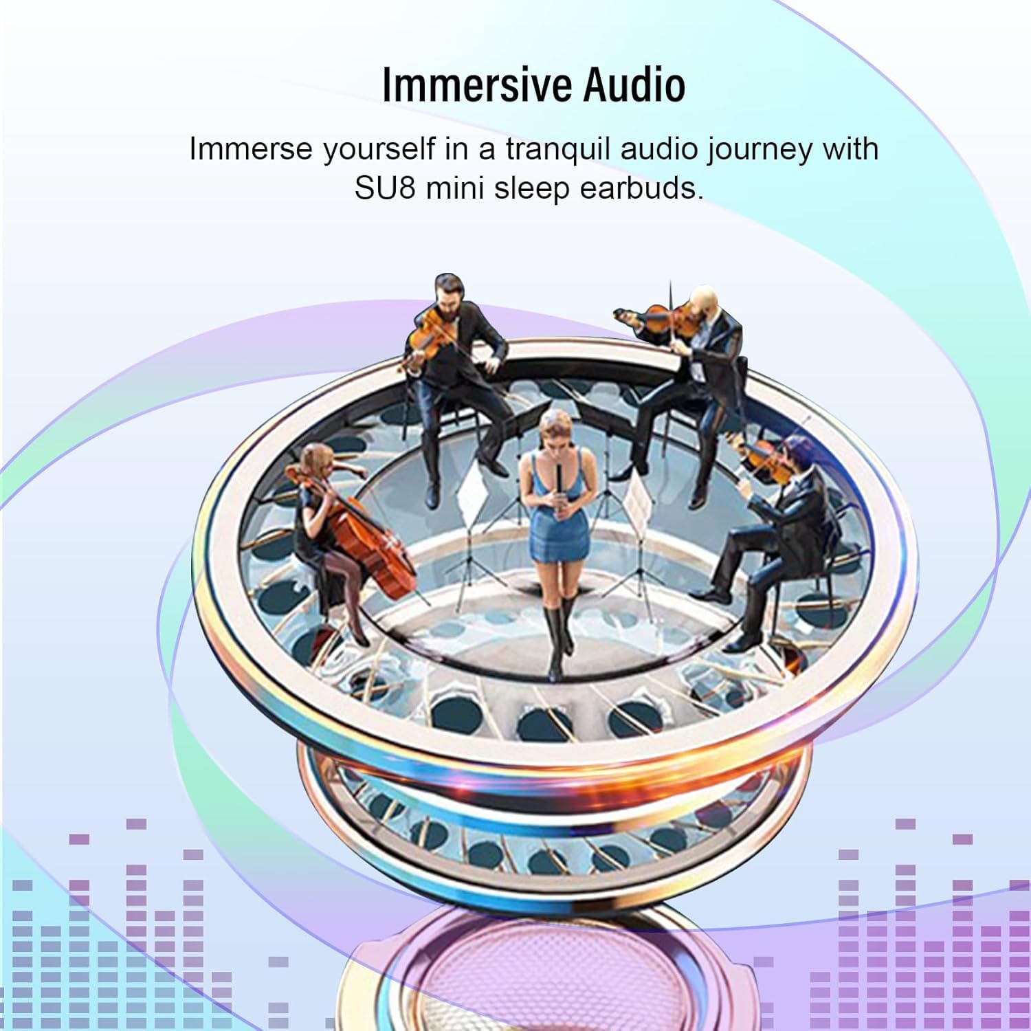 Bluetooth Kopfhörer, Mini In Ear Kopfhörer Kabellos Bluetooth 5.4 HiFi Immersiv Sound, 47Std Spielzeit Schlafkopfhörer mit Passiver Geräuschmaskierung, LED-Anzeige Earbuds für Schlaf Blau