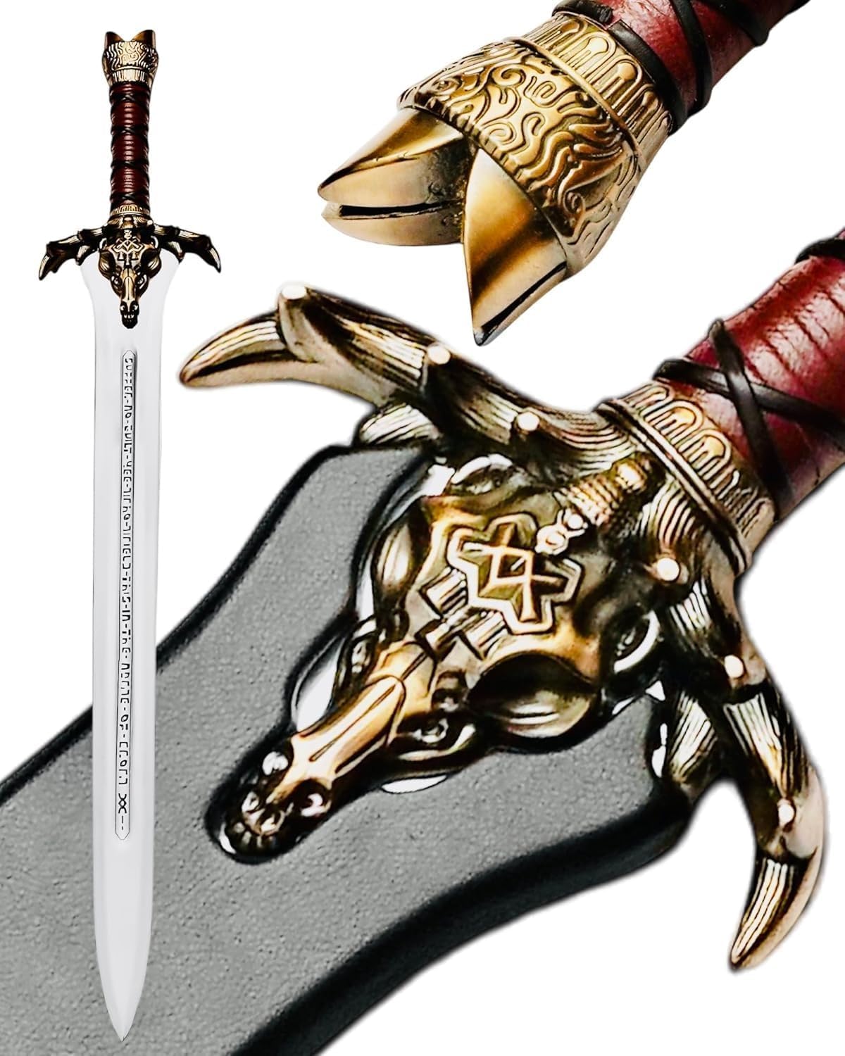 Conan The Barbarian Sword,42 '' Handmade Conan Atlantean Sword 1095 Carbon Steel Brass Fittings, Full Tang, Leather Sheath Viking Swords Real King Sword 7.5 lbs Gifts for Men (Conan Atlantean Sword)