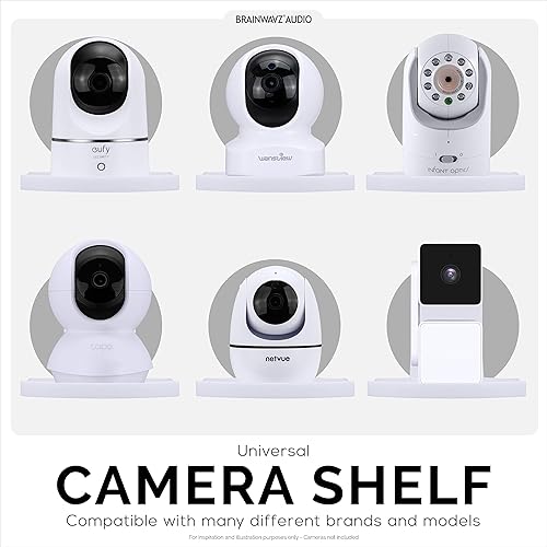 Miniatura 3 de Estante pequeño de montaje en pared sin tornillos para monitores de bebé, cámaras de seguridad, altavoces, decoración, plantas y más, fuerte