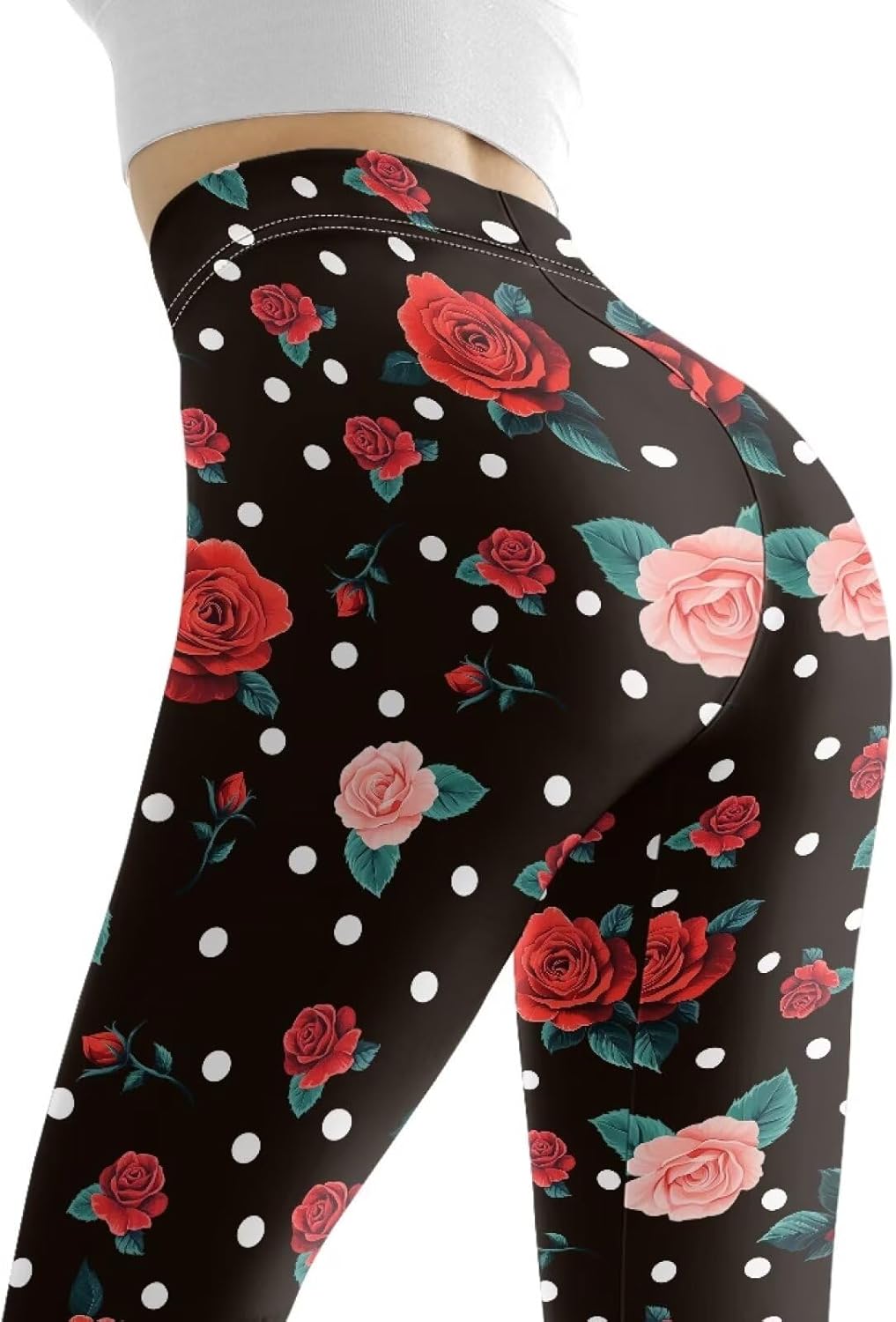 Irisjudy Christmas Cane Candy Leggings for Women Paint Splash High Waist Workout Yoga Pants Snowflake Stretchy Gym Trousers