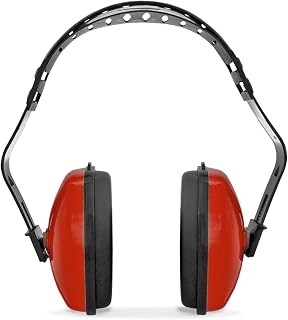 JORESTECH Safety Earmuffs Red Hearing and Ear Sound Suppression Adjustable Headband Lightweight Protection for Construction Sleeping Studying NRR 23dB EM-503
