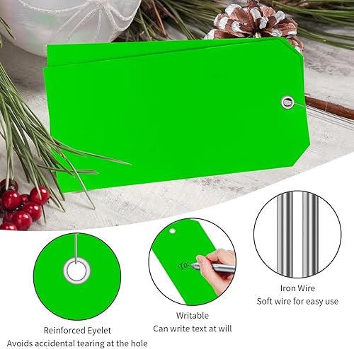 Miniatura 3 de 200 etiquetas de envío de plástico verde de 4 34 pulgadas x 2 38 pulgadas, etiquetas impermeables de alambre, etiquetas de envío, etiquetas