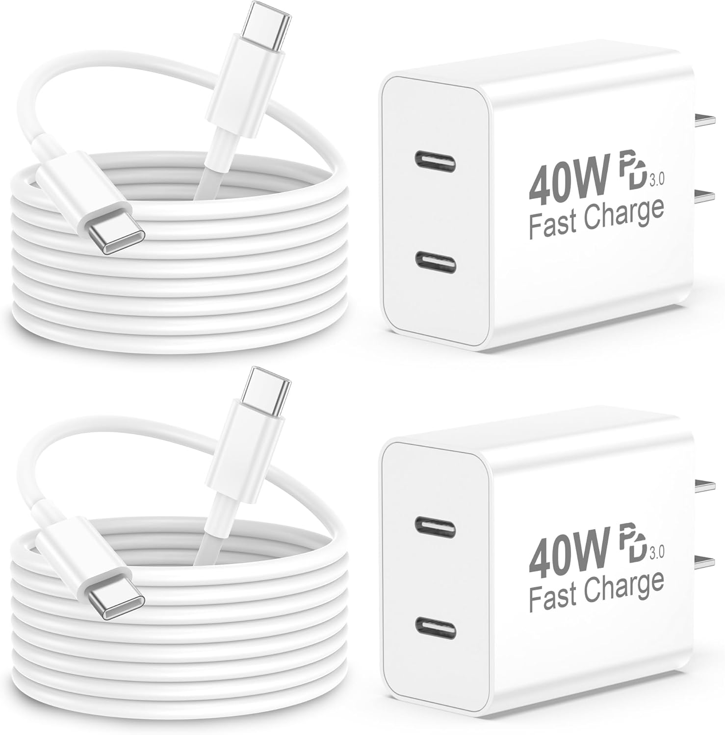 iPhone 17 Pro Max Charger Fast Charging. 40W Dual USB C Fast Charger Block with 6ft Type C Charging Cable Cord for iPhone 17/17 Pro/17 Pro Max/Air/16/16 Pro/16 Pro Max/16 Plus/15/15 Pro Max