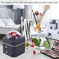 Vista 4 de Joyero, caja de regalo de rosa real preservada hecha a mano con diseño extraíble, patas de goma antideslizantes, caja de rosas flocadas