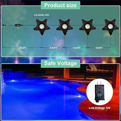 Miniatura 4 de Luces sumergibles para piscina, luz LED RGB impermeable para piscina, estanque, fuente, acuario, control remoto de bajo voltaje, luces de estanque