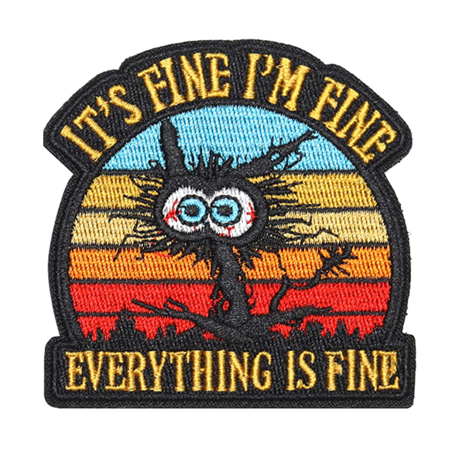 It's Fine I'm Fine Everything is Fine Patches for Backpacks, Funny Cat Tactical Morale Embroidered Hook and Loop Appliqué Patches for Clothes, Hats, Jackets, Uniforms, Dog Harness