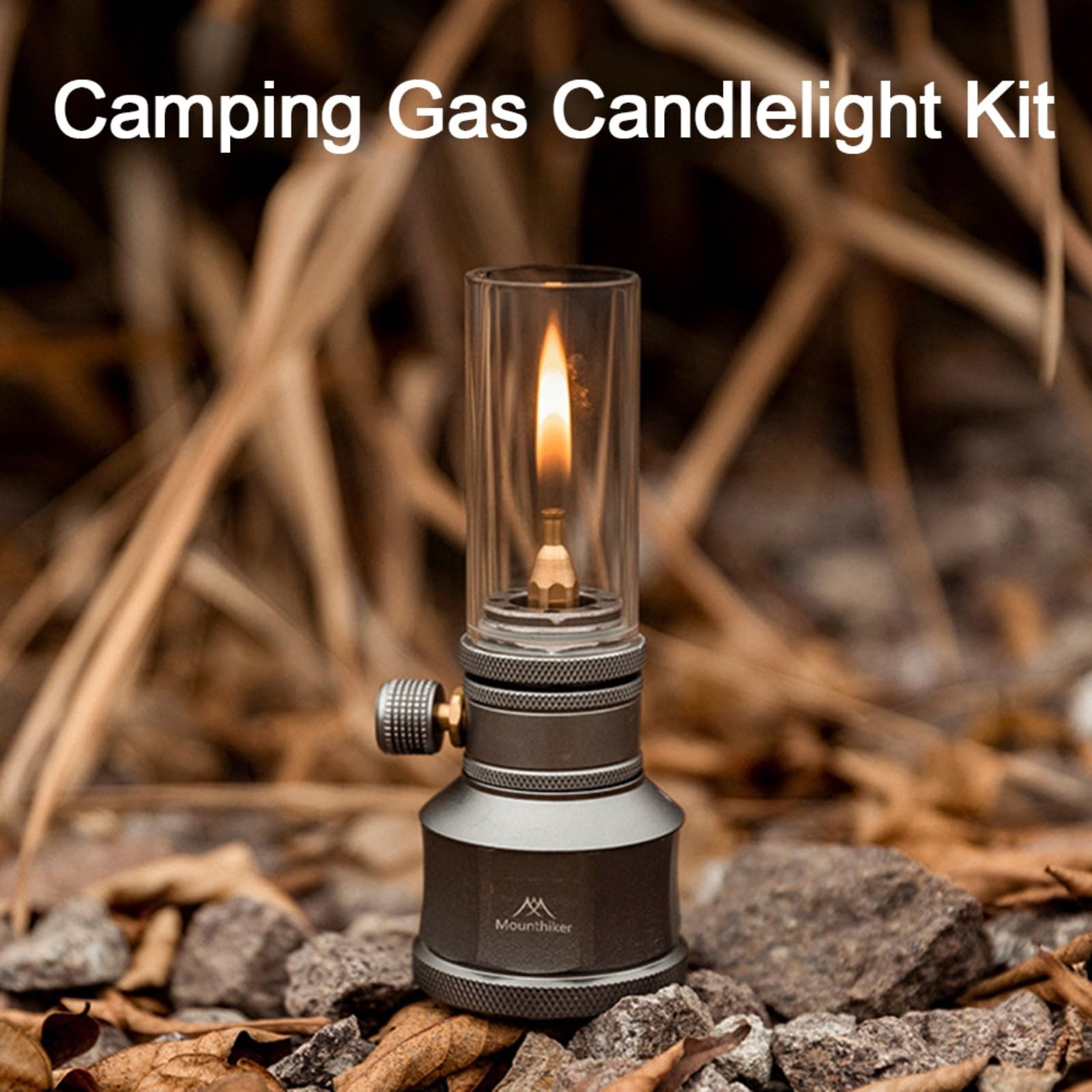 Gaslaterne für den Außenbereich, Kerzenlicht-Set, mit leerem, nachfüllbarem Tank und Verlängerungsstange, leichte Aluminiumlegierung, Campinglampe, tragbares Zeltlicht zum Wandern (Gaslaterne)