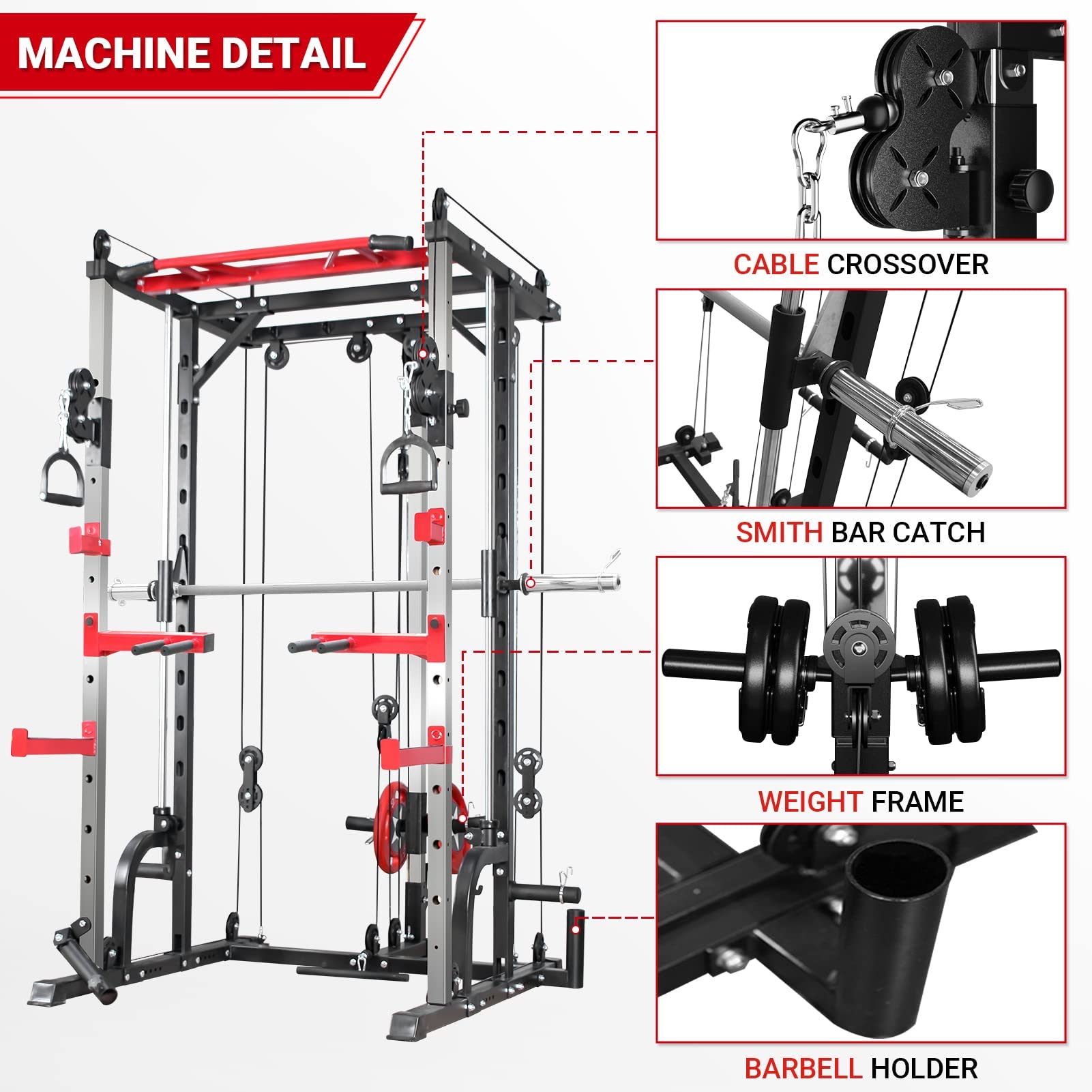 Buy Mikolo Smith Machine with Cable Crossover, 1600 lbs Power Rack Cage