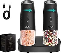 Vista 11 de Sangcon Gravity - Juego de molinillos eléctricos de sal y pimienta agitadores - MEJORADO RECARGABLE capacidad XL de 9 onzas USB-C sin batería