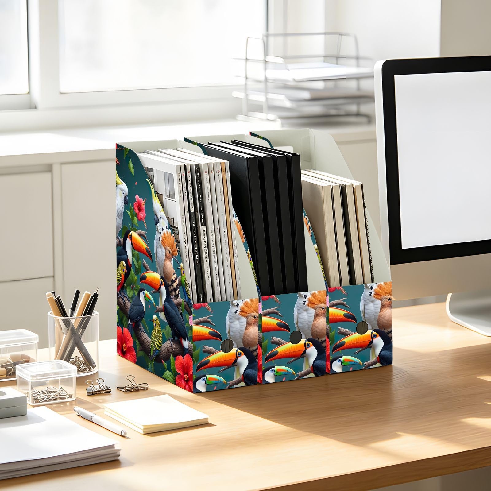 Organizer verticale per file con uccelli tropicali