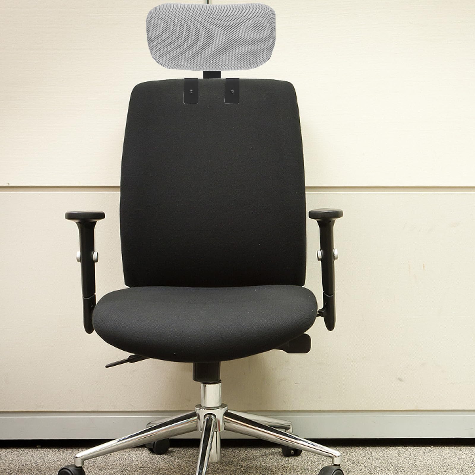 Reposacabezas de Silla Elevadora Ajustable Negro para Silla Ordenador | Cojín Cabeza Superficie Curva Ergonómica, Acolchado Cómodo, Plástico y Tejido