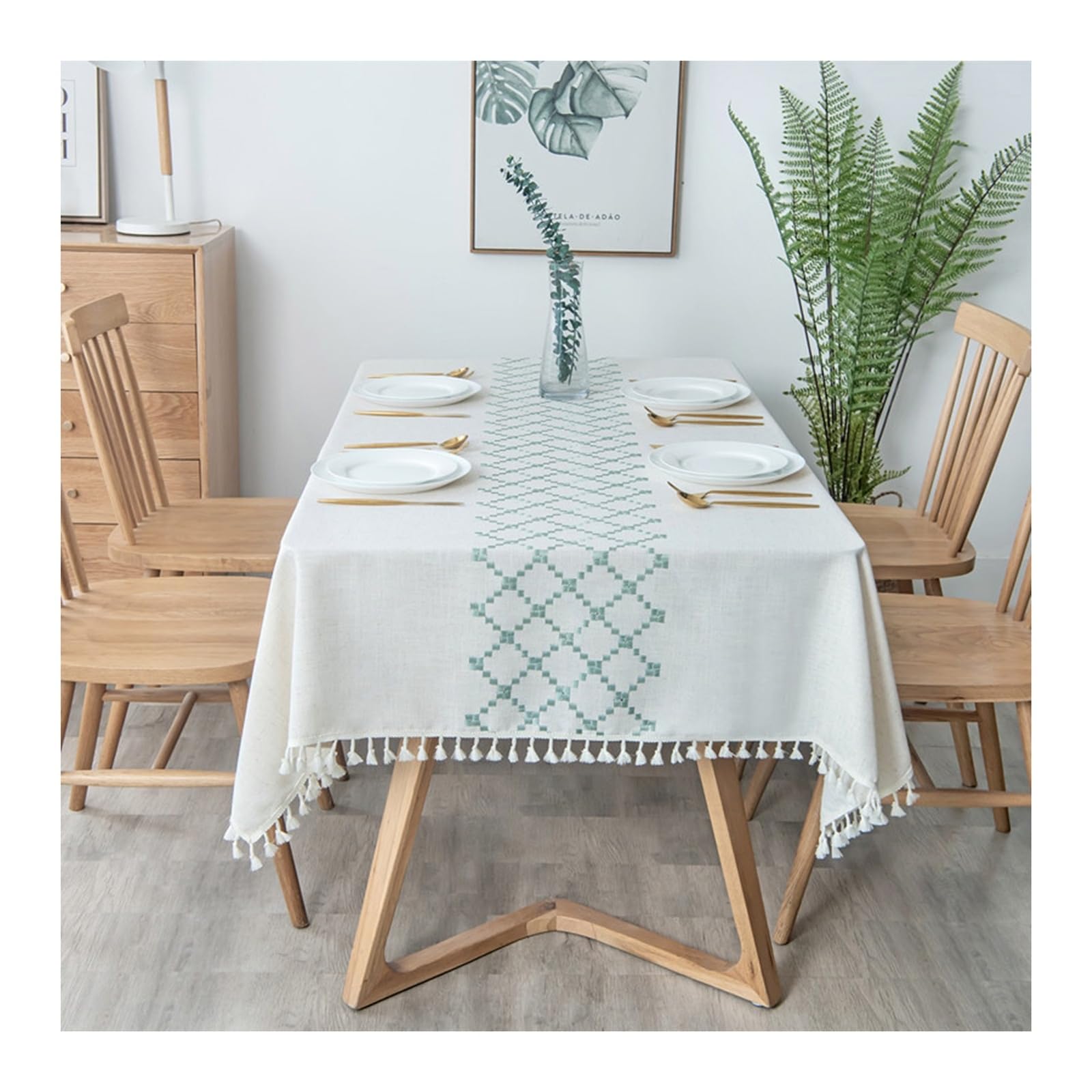 Nappe anti tache imperméable et brodée losange 100x160cm de protection table