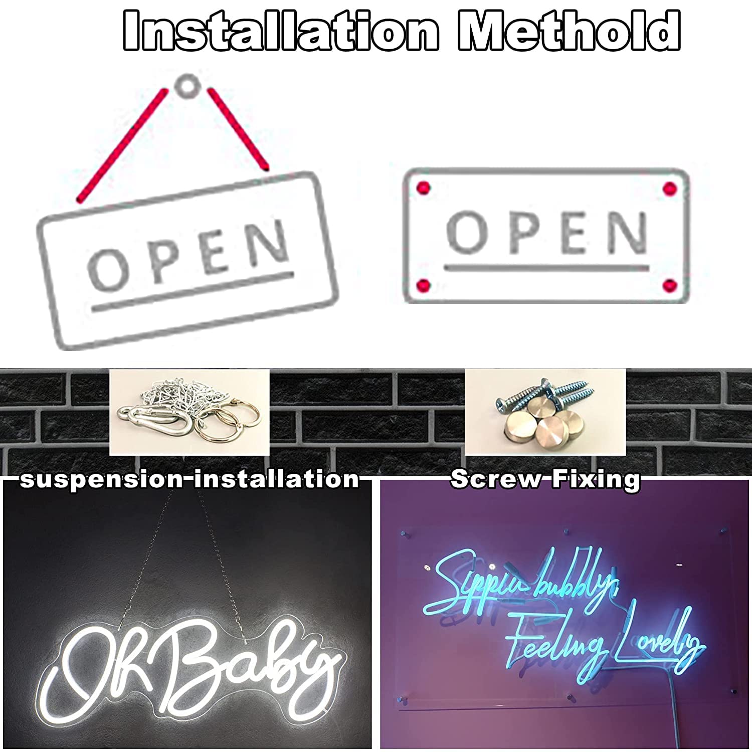 Personalisiert LED Leuchtschilder, Benutzerdefinierte Neonschilder für Wanddekoration Bar Schlafzimmer Hochzeit Geburtstag Party Nagelstudio (Optionaler Größen 50-155cm,1-3 Zeilen Text)