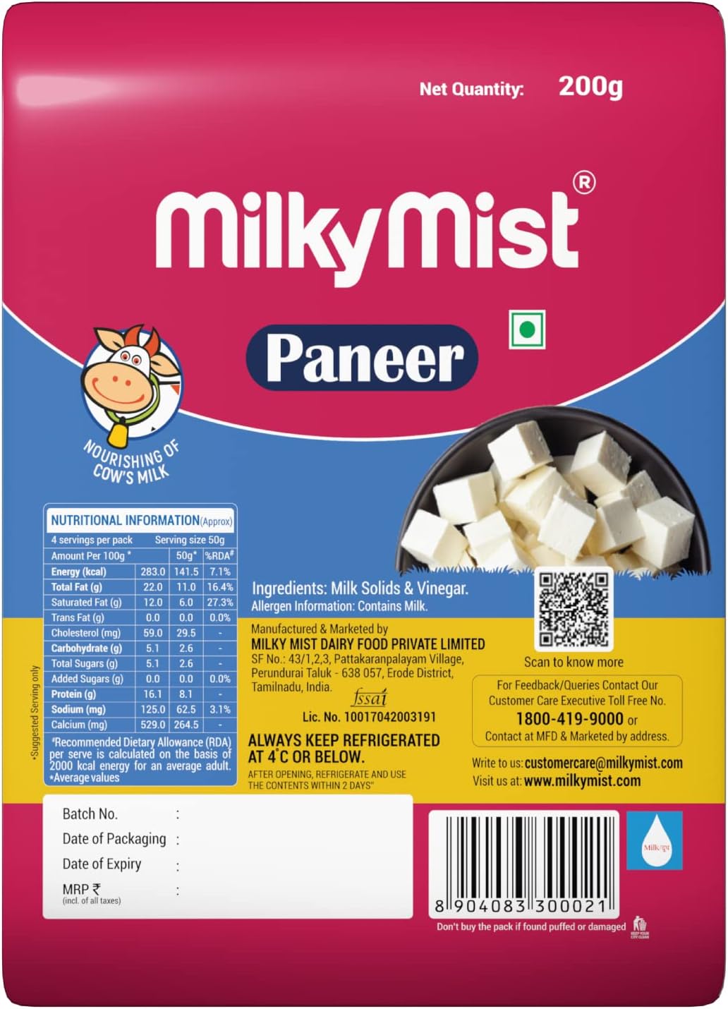 Milky Mist Paneer, 200 g
