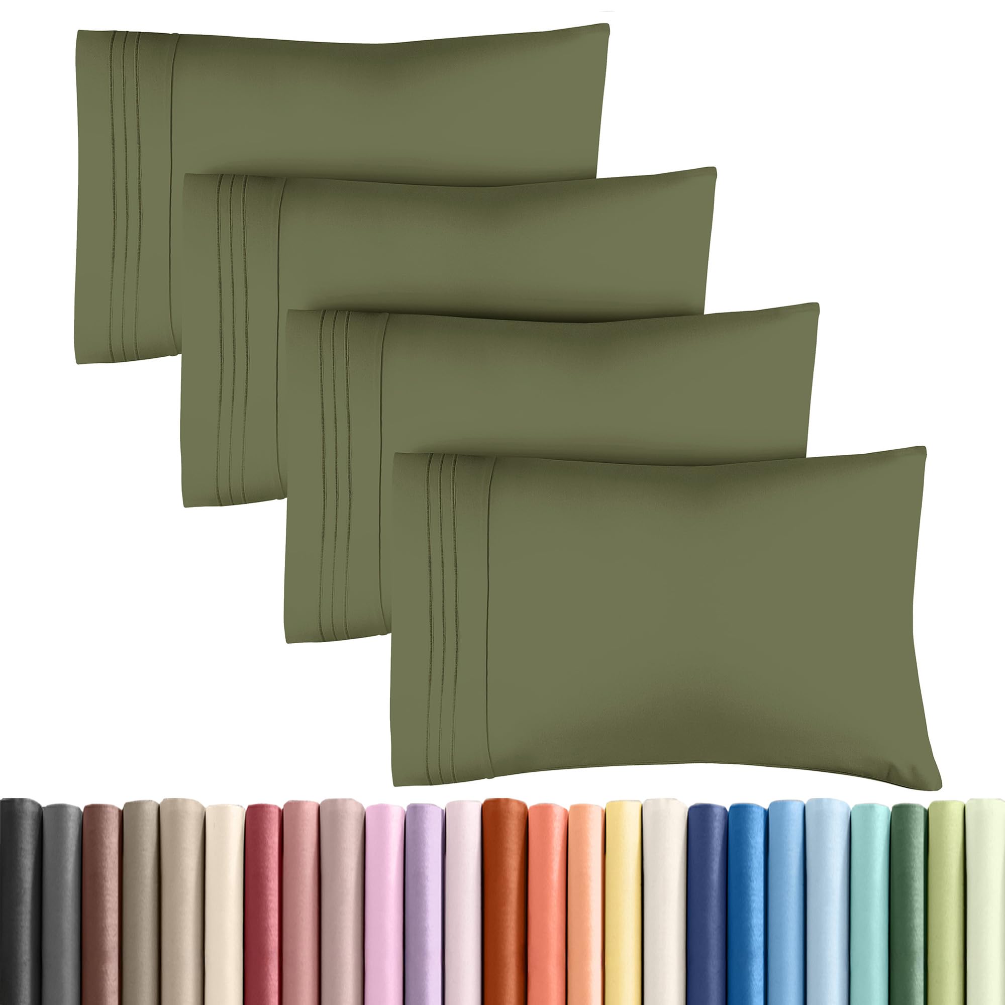 king pillow cases set of 4 - ultra soft hotel quality pillowcase covers - comfy, cozy & wrinkle free - shrinkage, stain & fade resistant - machine washable pillow protectors - 4 piece set - sage green
