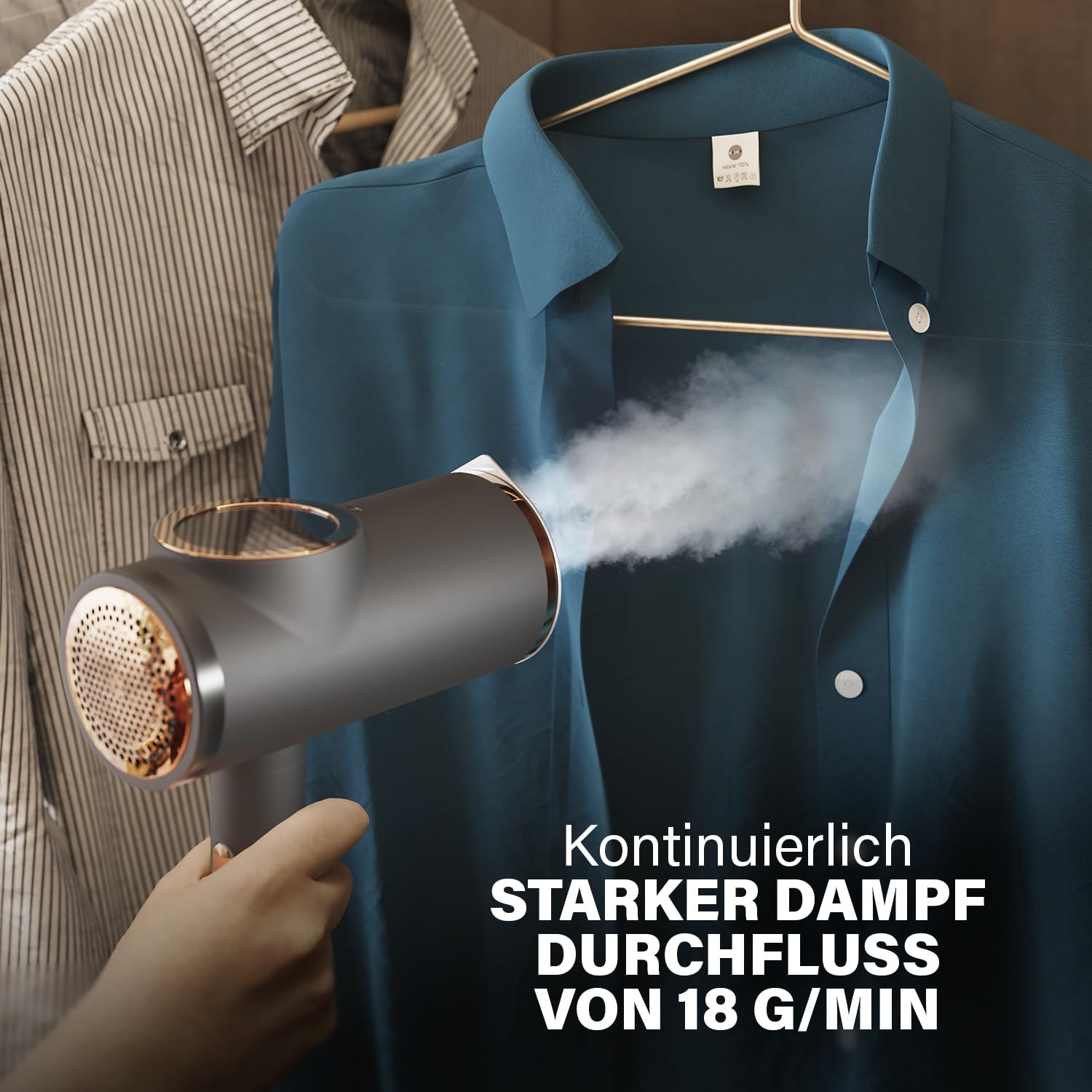 Princess faltbarer Dampfglätter für Textilien – 2-in-1 Dampfbügel mit Fusselentferner – tötet 99% aller Bakterien – in 30 Sekunden aufheizbar – leicht – 1300 W – 332890
