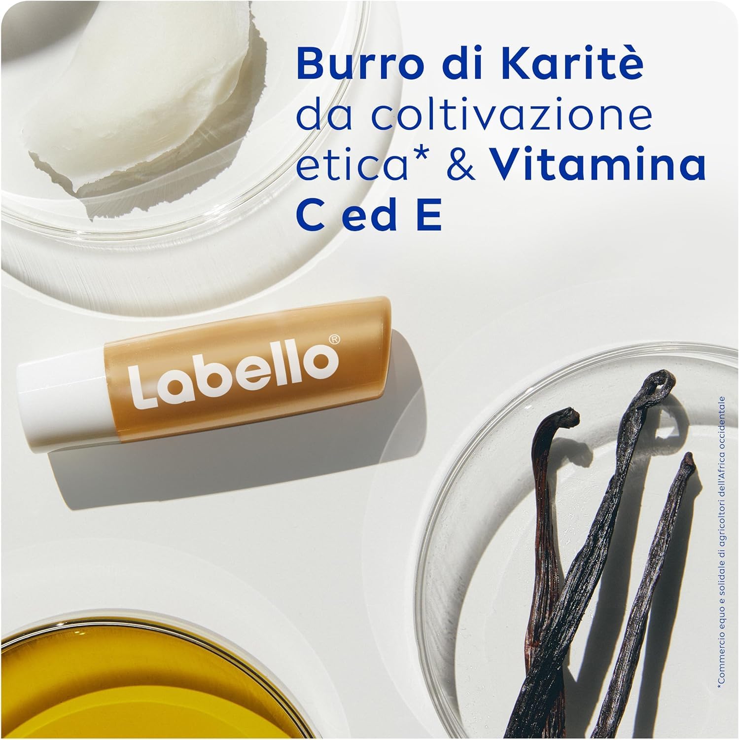 Labello Vanilla Buttercream 4.8 g, Burrocacao labbra con profumazione alla vaniglia, Balsamo labbra con oli naturali e senza oli minerali, Lip balm morbido e idratante per 24 ore