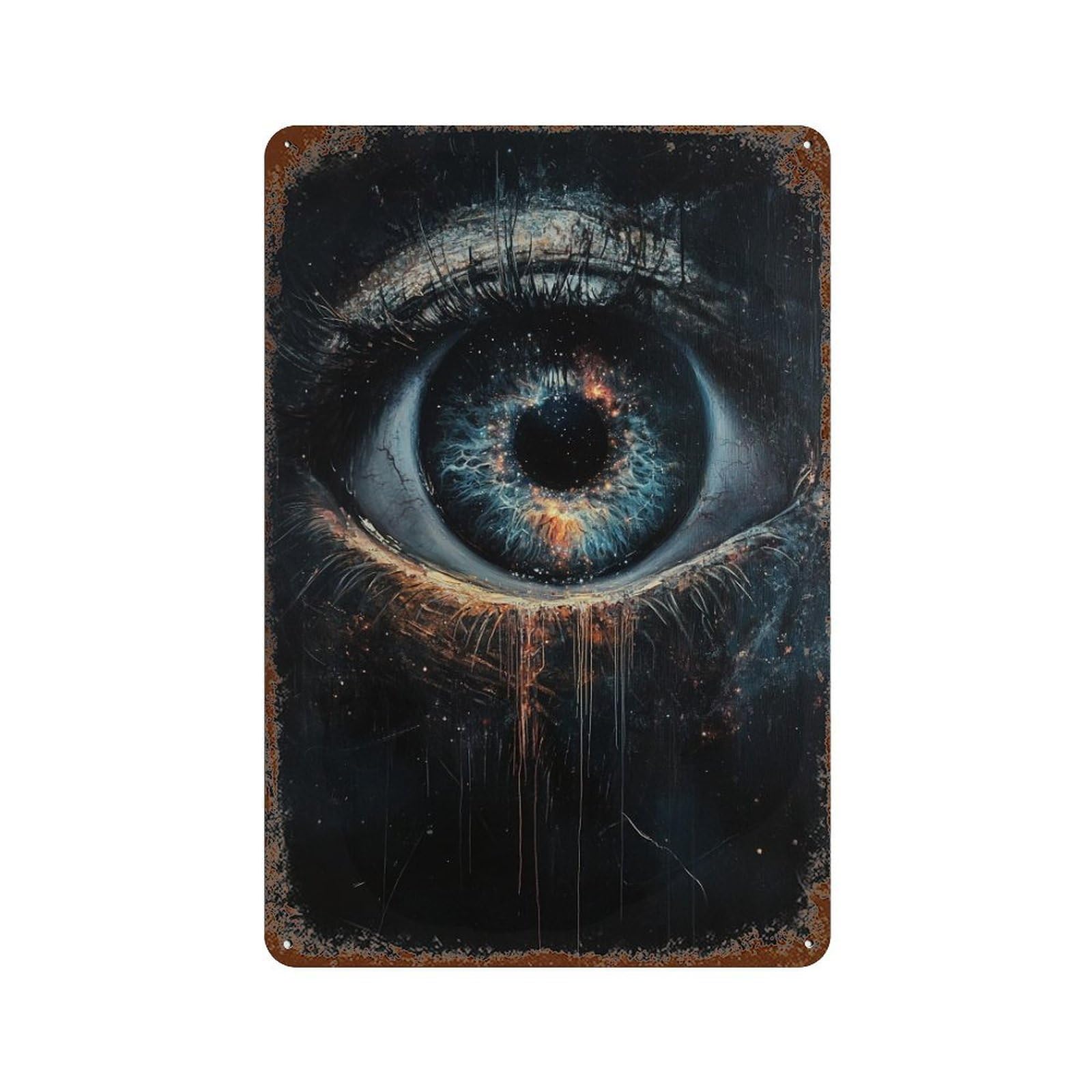 Eerie Eye Painting Artwork-2 Vintage Metal Tin Sign 11.8"x7.9", Decorative Metal Wall Art for Garage, Pub Or Kitchen