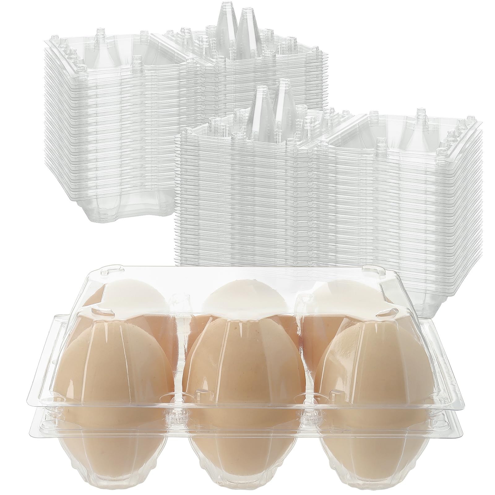Réfrigérateur et marché : lot de 100 cartons à œufs en plastique transparent à 6 compartiments