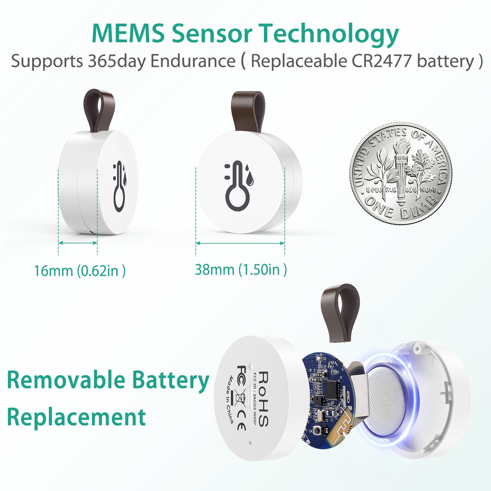 ORIA 2 Piezas Termómetro Higrómetro Bluetooth, Sensor de Humedad de Temperatura con Exportación de Almacenamiento de Datos, Termometro Inalámbrico Digital con iOS Android para Habitación