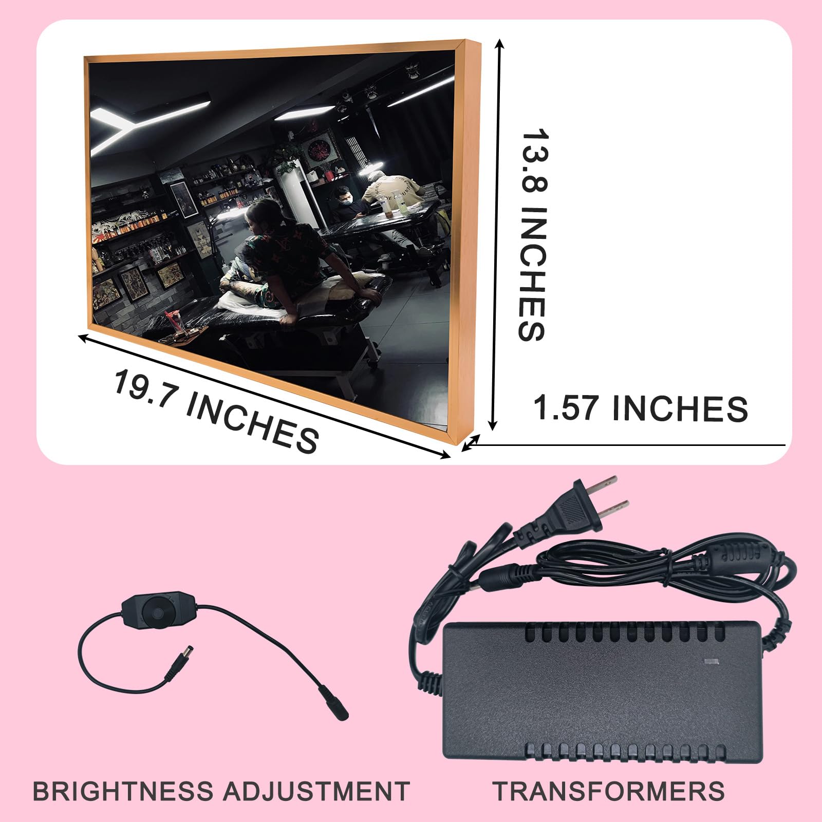 TATTOO Shop Decor,20 * 14inches LED Light Box Sign,Unique Design Super Bright LED Fun Signs with Hanging Installation,Window Signs for TATTOO Salon Studio Ear Body Piercing Shop.