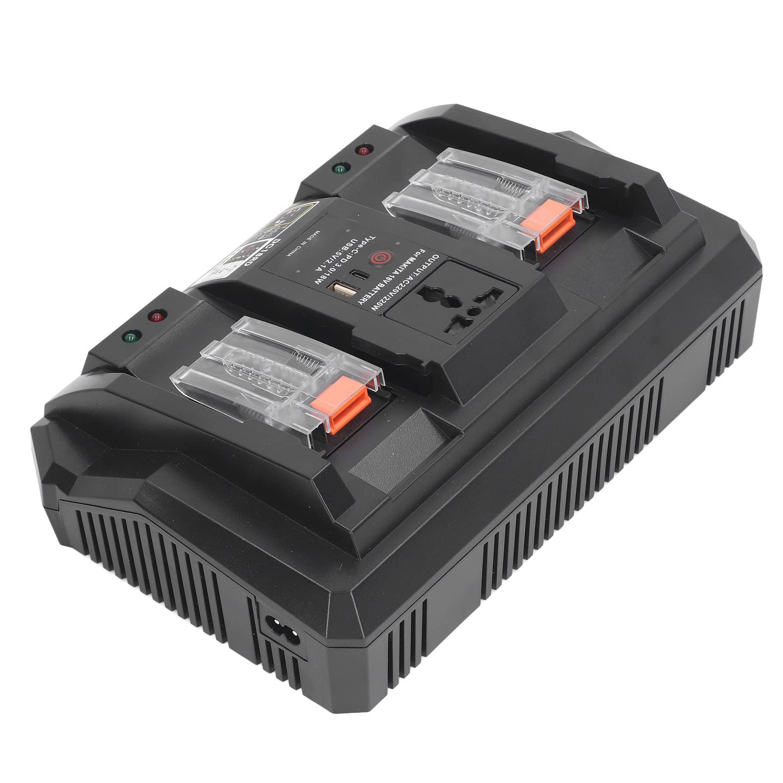 Cargador de batería de Doble Puerto e inversor de Corriente de 220 W Compatible con baterías de Iones de Litio de 14,4 V 18 V, reemplaza a DC18RD DC18RC DC18RA DC18SF, Incluye