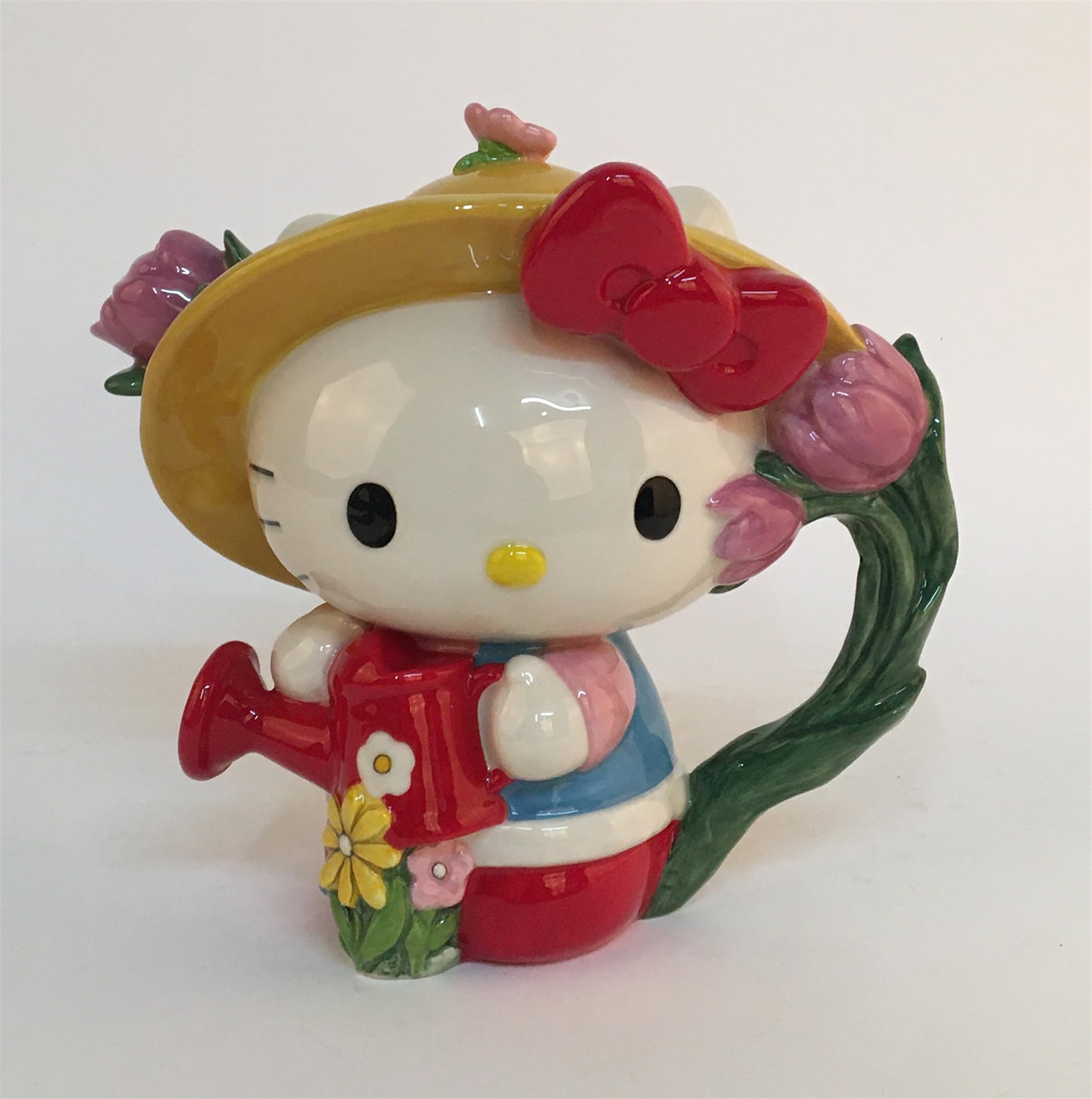 Blue Sky Clayworks Hello Kitty Teapot, Ceramic, 8" L x 4.75" W x 7.25" H, Sunny Watering-Can Pour